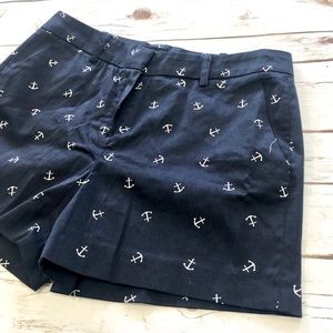 Valerie Bertinelli Navy Anchor Mid Waist Shorts